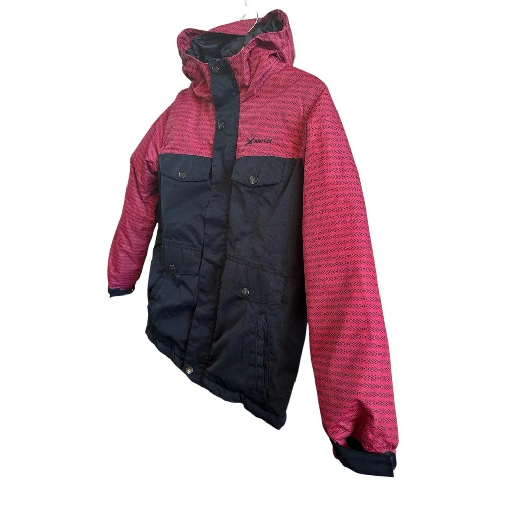 Arctix Slalom Red Black Boys Sz Medium 5K Insulated Hooded OutdoorJacket Pockets